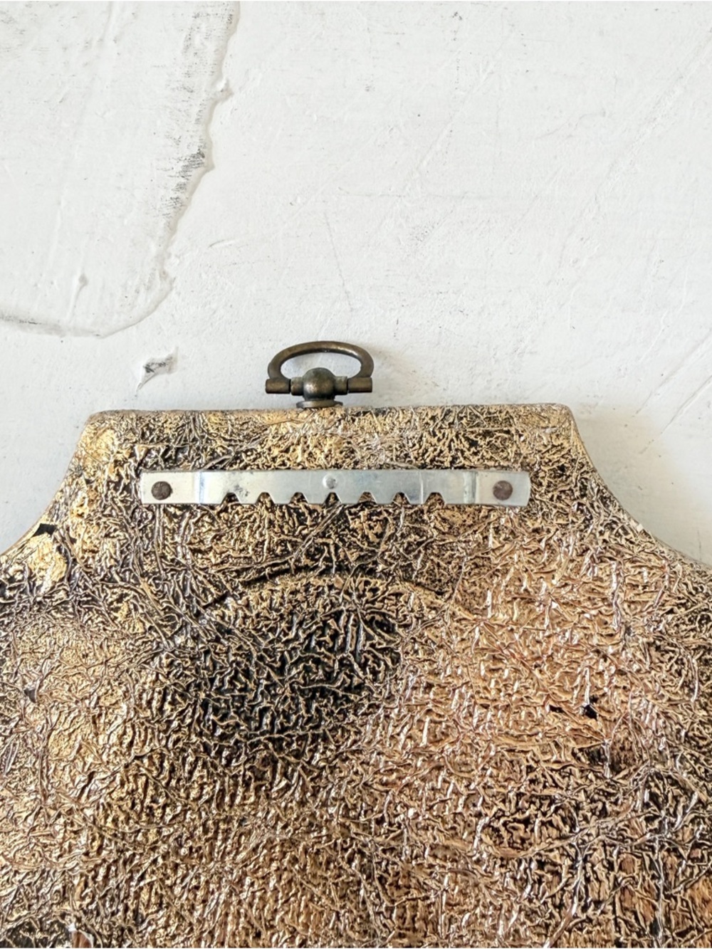 Vintage Italian Florentine Gold Textured Wall Plaque Mini Ceramic Print - Picture 6 of 8